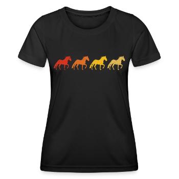 Retro-Pferde - Frauen Funktions-T-Shirt - Schwarz - Vorne - AI Model Female 172 light (172cm)