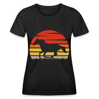 Retro Pferd - Frauen Funktions-T-Shirt - Schwarz - Vorne - AI Model Female 172 light (172cm)