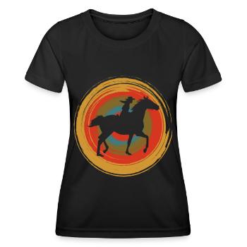 Retro Circle Cheval - T-shirt sport Femme - noir - Devant - AI Model Female 172 light (172cm)