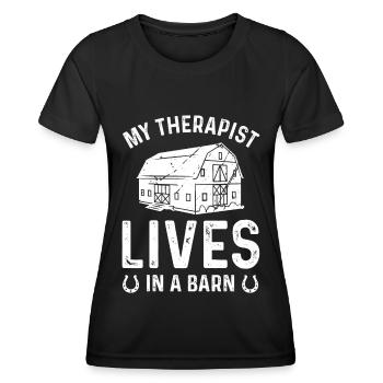 My therapist lives in a barn - Women's Functional T-Shirt - black - Front - AI Model Female 172 light (172cm)