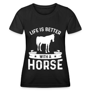 Das Leben ist besser mit einem Pferd - Frauen Funktions-T-Shirt - Schwarz - Vorne - AI Model Female 172 light (172cm)