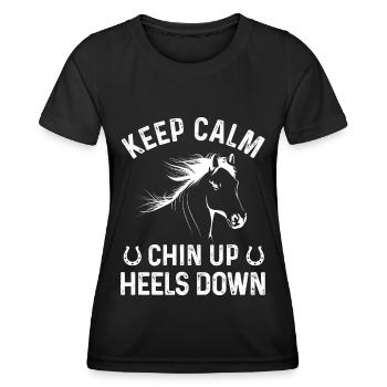 Restez calme Menton talons hauts vers le bas - T-shirt sport Femme - noir - Devant - AI Model Female 172 light (172cm)