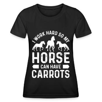 Je travaille dur pour que mon cheval ait des carottes - T-shirt sport Femme - noir - Devant - AI Model Female 172 light (172cm)
