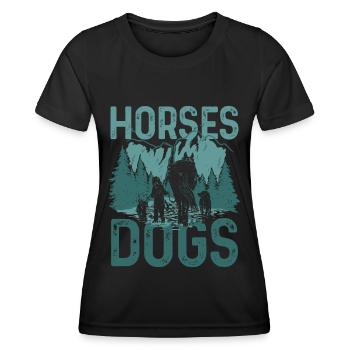 Chevaux Chiens - T-shirt sport Femme - noir - Devant - AI Model Female 172 light (172cm)