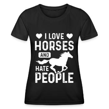 J’aime les chevaux et je déteste les gens - T-shirt sport Femme - noir - Devant - AI Model Female 172 light (172cm)