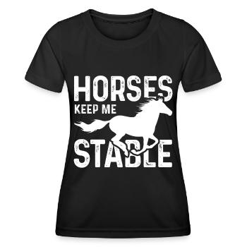 Les chevaux me gardent stable - T-shirt sport Femme - noir - Devant - AI Model Female 172 light (172cm)