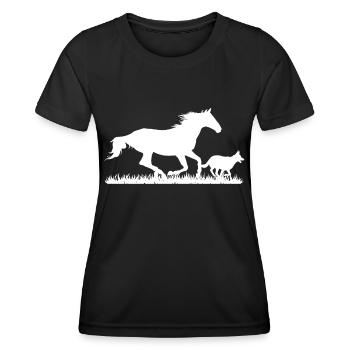 Course de chevaux et de chiens - T-shirt sport Femme - noir - Devant - AI Model Female 172 light (172cm)