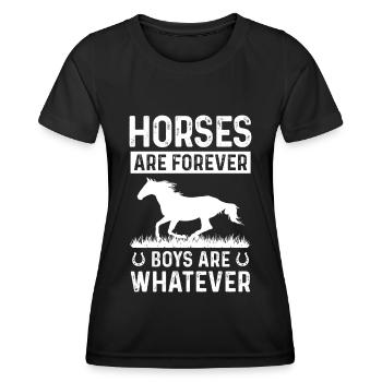 Pferde sind für immer Jungs sind was auch immer - Frauen Funktions-T-Shirt - Schwarz - Vorne - AI Model Female 172 light (172cm)