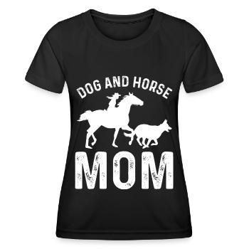 Maman chien et cheval - T-shirt sport Femme - noir - Devant - AI Model Female 172 light (172cm)
