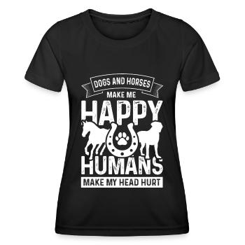 Les chiens et les chevaux me rendent heureux les gens ma - T-shirt sport Femme - noir - Devant - AI Model Female 172 light (172cm)