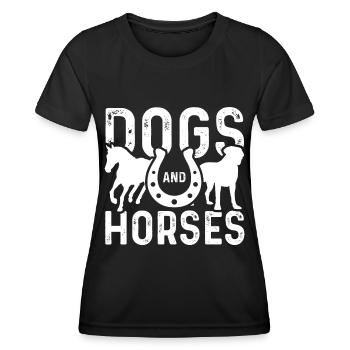 Chiens et chevaux - T-shirt sport Femme - noir - Devant - AI Model Female 172 light (172cm)