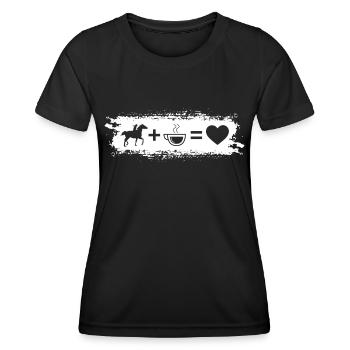 Grunge Rectangle - Coeur - Café - Équitation - - T-shirt sport Femme - noir - Devant - AI Model Female 172 light (172cm)