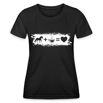 Grunge Rectangle - Coeur - Café - Cheval - - T-shirt sport Femme - noir - Devant - AI Model Female 172 light (172cm)