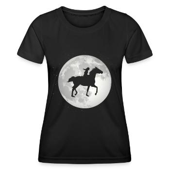 Vollmond - Pferd reiten - - Frauen Funktions-T-Shirt - Schwarz - Vorne - AI Model Female 172 light (172cm)