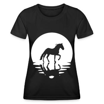 Cercle et réflexion - Cheval - - T-shirt sport Femme - noir - Devant - AI Model Female 172 light (172cm)