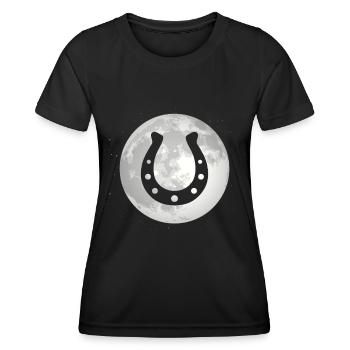 Vollmond - Pferd - Hufeisen - - Frauen Funktions-T-Shirt - Schwarz - Vorne - AI Model Female 172 light (172cm)