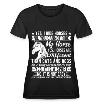 Oui, je monte à cheval Non, vous ne pouvez pas monter mon cheval - T-shirt sport Femme - noir - Devant - AI Model Female 172 light (172cm)
