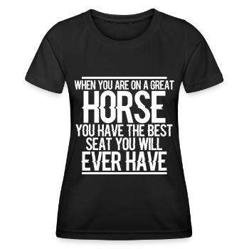 Si vous êtes assis sur un grand cheval, vous avez - T-shirt sport Femme - noir - Devant - AI Model Female 172 light (172cm)