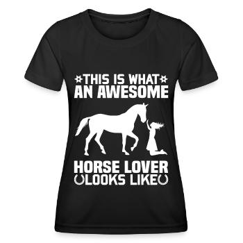This is what a real horse lover looks like - - Women's Functional T-Shirt - black - Front - AI Model Female 172 light (172cm)
