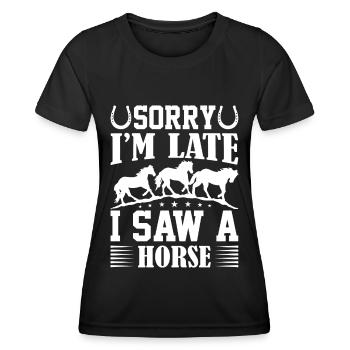 Tut mir leid, dass ich zu spät bin, ich habe ein P - Frauen Funktions-T-Shirt - Schwarz - Vorne - AI Model Female 172 light (172cm)