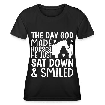 Le jour où Dieu a créé les chevaux, Il a mis les choses en place - T-shirt sport Femme - noir - Devant - AI Model Female 172 light (172cm)