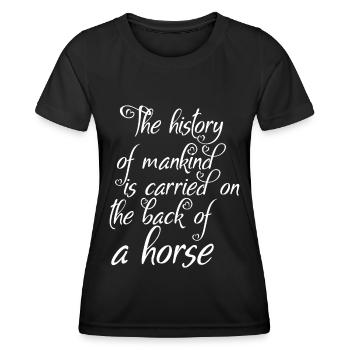 The history of Manking will be on the back of a - Women's Functional T-Shirt - black - Front - AI Model Female 172 light (172cm)