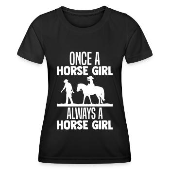 Une fois une fille de cheval, toujours une fille de cheval - T-shirt sport Femme - noir - Devant - AI Model Female 172 light (172cm)