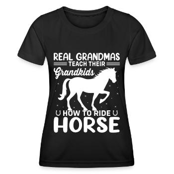 Real grannies teach their grandchildren how to ride - - Women's Functional T-Shirt - black - Front - AI Model Female 172 light (172cm)