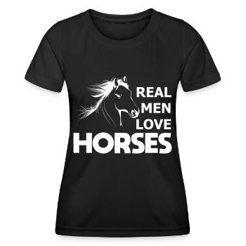 Echte Männer lieben Pferde - - Frauen Funktions-T-Shirt - Schwarz - Vorne - AI Model Female 172 light (172cm)