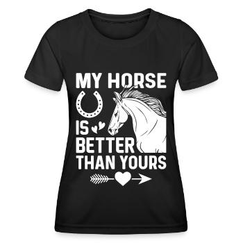 Mein Pferd ist besser als deins - (2) - Frauen Funktions-T-Shirt - Schwarz - Vorne - AI Model Female 172 light (172cm)