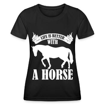 Life is better with a horse - - Women's Functional T-Shirt - black - Front - AI Model Female 172 light (172cm)