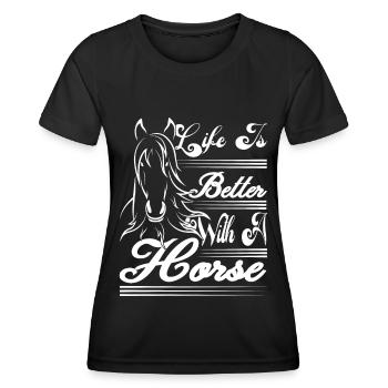 Das Leben ist besser mit einem Pferd 2 - - Frauen Funktions-T-Shirt - Schwarz - Vorne - AI Model Female 172 light (172cm)