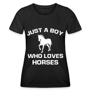 Juste un garçon qui aime les chevaux - (2) - T-shirt sport Femme - noir - Devant - AI Model Female 172 light (172cm)