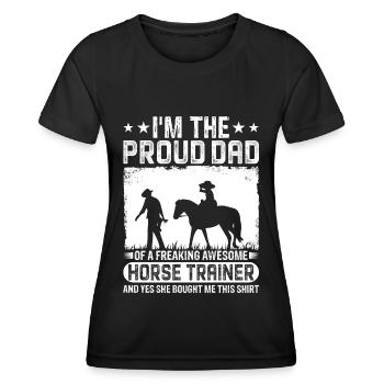 Je suis le fier père d’un sacré bon stylo - T-shirt sport Femme - noir - Devant - AI Model Female 172 light (172cm)