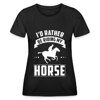 Ich würde lieber mein Pferd reiten 2 - - Frauen Funktions-T-Shirt - Schwarz - Vorne - AI Model Female 172 light (172cm)
