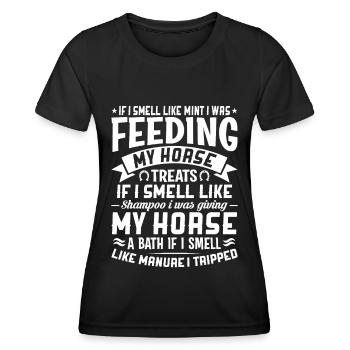 Wenn ich nach Minze rieche, habe ich mein Pferd ge - Frauen Funktions-T-Shirt - Schwarz - Vorne - AI Model Female 172 light (172cm)