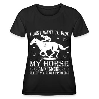 Je veux juste monter mon cheval et tous les - T-shirt sport Femme - noir - Devant - AI Model Female 172 light (172cm)