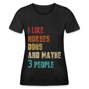 J’aime les chevaux, les chiens et peut-être 3 personnes 1 - T-shirt sport Femme - noir - Devant - AI Model Female 172 light (172cm)