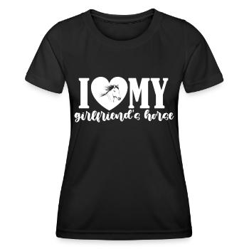 J’adore le cheval de ma copine - - T-shirt sport Femme - noir - Devant - AI Model Female 172 light (172cm)