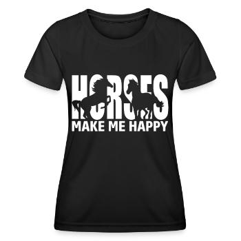 Les chevaux me rendent heureux - - T-shirt sport Femme - noir - Devant - AI Model Female 172 light (172cm)
