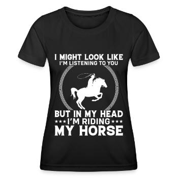 J’ai peut-être l’air de t’écouter, - T-shirt sport Femme - noir - Devant - AI Model Female 172 light (172cm)