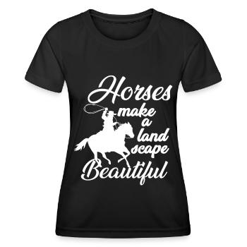 Les chevaux rendent un paysage beau - - T-shirt sport Femme - noir - Devant - AI Model Female 172 light (172cm)