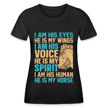 Je suis ses yeux, il est mes ailes, je suis - T-shirt sport Femme - noir - Devant - AI Model Female 172 light (172cm)