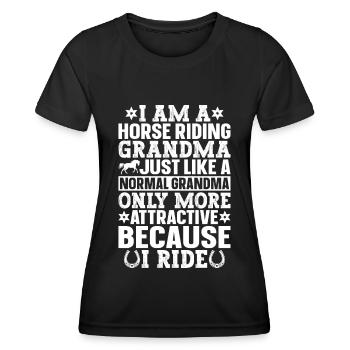 Je suis une grand-mère d’équitation, tout comme une normale - T-shirt sport Femme - noir - Devant - AI Model Female 172 light (172cm)