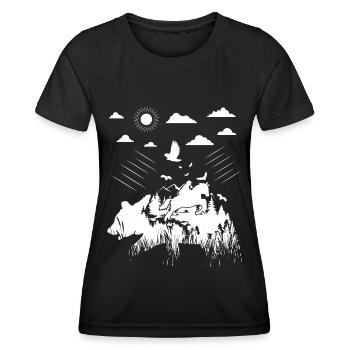 Ours à cheval - - T-shirt sport Femme - noir - Devant - AI Model Female 172 light (172cm)