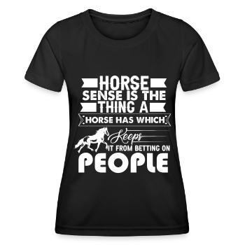 Le sens du cheval est la chose qu’un cheval a et - T-shirt sport Femme - noir - Devant - AI Model Female 172 light (172cm)
