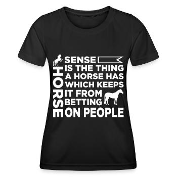 Le sens du cheval est ce qui empêche un cheval de le faire - T-shirt sport Femme - noir - Devant - AI Model Female 172 light (172cm)