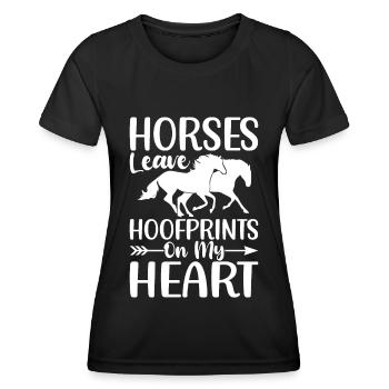 Les chevaux laissent des empreintes de sabots sur mon cœur - - T-shirt sport Femme - noir - Devant - AI Model Female 172 light (172cm)