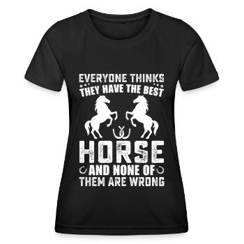 Tout le monde pense qu’il a le meilleur cheval et aucun d’entre eux - T-shirt sport Femme - noir - Devant - AI Model Female 172 light (172cm)
