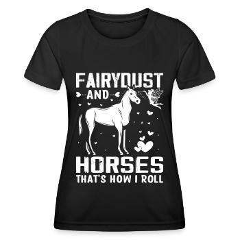 Poussière de fée et chevaux - C’est comme ça que je suis dessus - - T-shirt sport Femme - noir - Devant - AI Model Female 172 light (172cm)